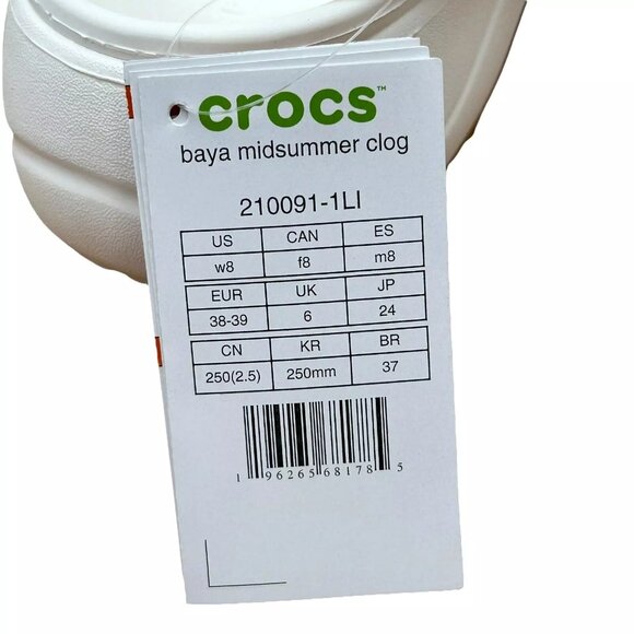 Crocs Women's Baya Midsummer Platform Clog Sandals Size 8 White Jibbitz Jewelry - Picture 8 of 14